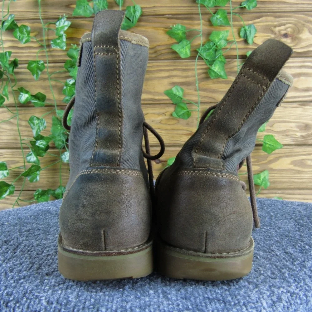 UGG Montgomery Mens 8 Brown Nubuck Suede Canvas Lace-Up Ankle Utility‎ Boots